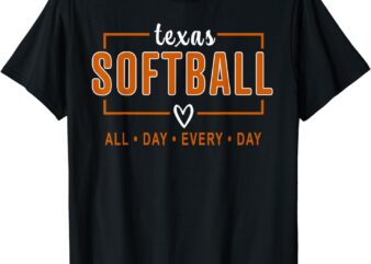 Texas Softball Vintage Womens Mens Kids Team Retro Softball T-Shirt