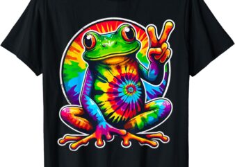 Tie-Dye Frog Animal Peace Sign Hippie T-Shirt