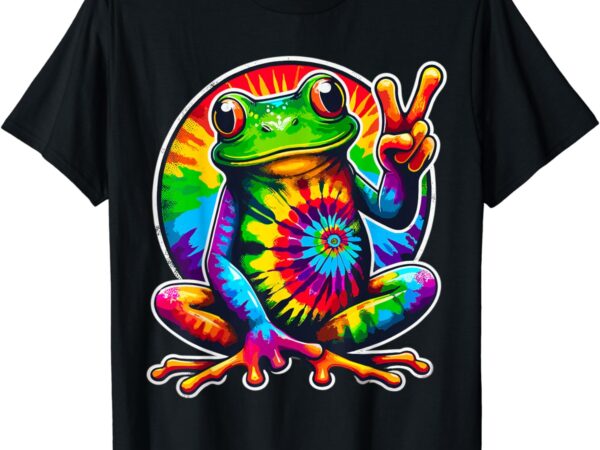 Tie-dye frog animal peace sign hippie t-shirt