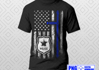 Distressed USA Flag with Police Baton PNG, Patriotic Police T shirt Design, Police Sticker, Police Apparel, Police Officer Retirement Gifts