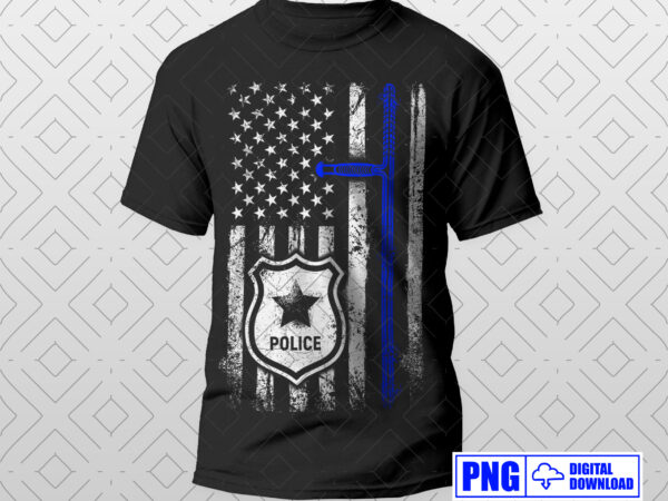 Distressed usa flag with police baton png, patriotic police t shirt design, police sticker, police apparel, police officer retirement gifts