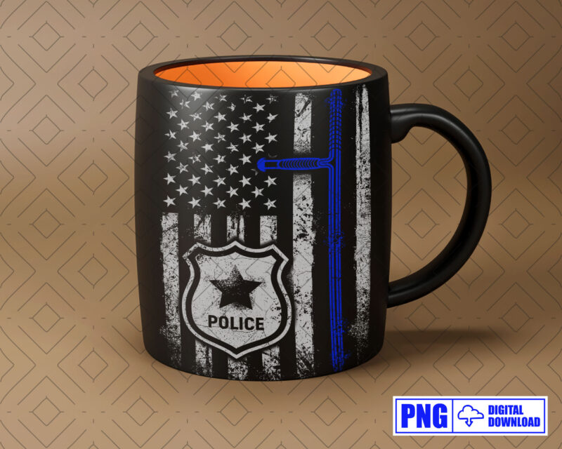 Distressed USA Flag with Police Baton PNG, Patriotic Police T shirt Design, Police Sticker, Police Apparel, Police Officer Retirement Gifts