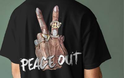 Peace out hands wearing rings sign peace out t shirt design, graphic, typographic poster or tshirts street wear and urban style