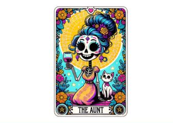 The Aunt Tarot Card Skeleton Skull PNG