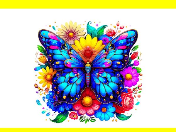 Butterfly and flowers png t shirt template