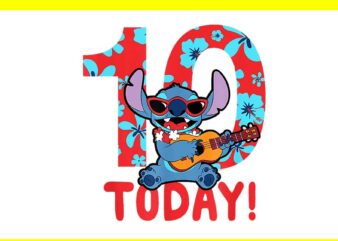 Disney Lilo & Stitch Tropical Birthday 10 Years Old Today PNG