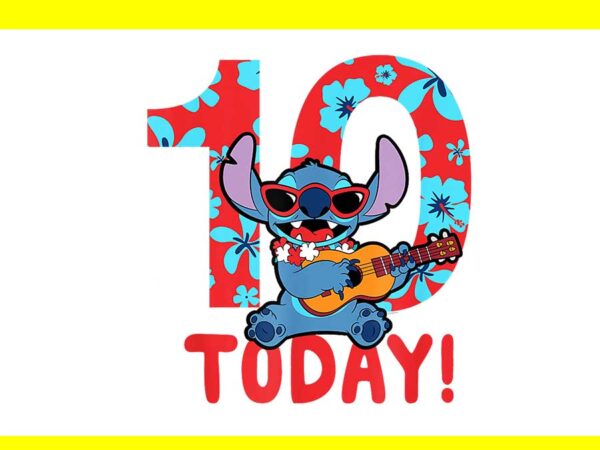 Disney lilo & stitch tropical birthday 10 years old today png t shirt vector illustration