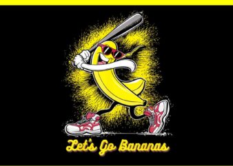 Let’s Go Banana PNG, Banana Playing Baseball Fruit PNG