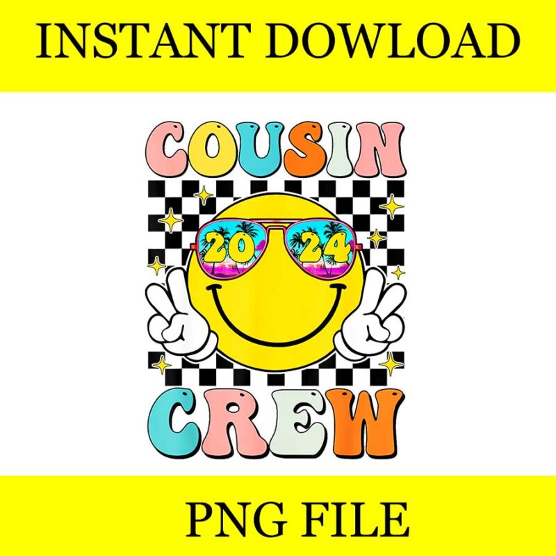 Groovy Cousin Crew 2024 Summer Vacation Beach PNG