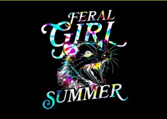 Feral Girl Summer Funny Possum Tie Dye PNG