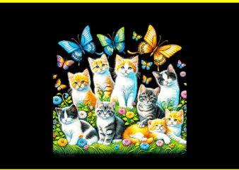 Cats And Butterflies PNG