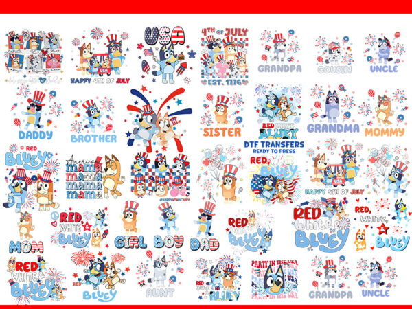 Bundle 4th of july bluey png, red white and bluey png, bluey party in the usa png t shirt template