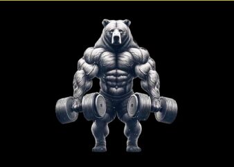 Bear Powerlifting Weightlifting Gym Workout PNG t shirt template