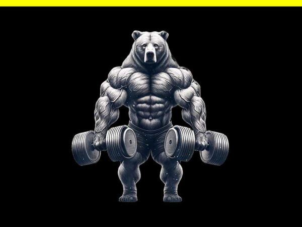 Bear powerlifting weightlifting gym workout png t shirt template