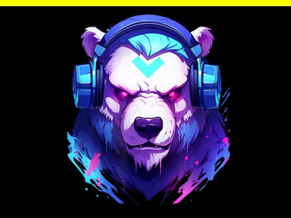 Bear with headphones png t shirt template