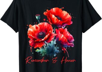 Veterans Day 2024 USA Memorial Day Red Poppy Flower Military T-Shirt