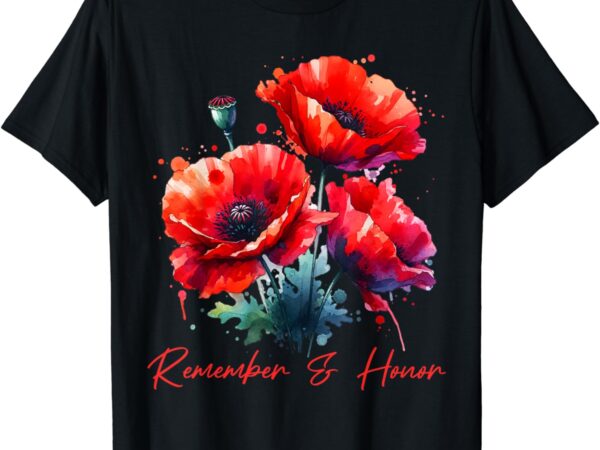 Veterans day 2024 usa memorial day red poppy flower military t-shirt