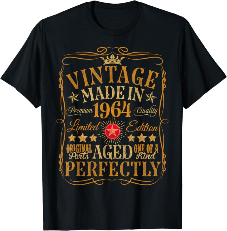 Vintage 60th Birthday Decorations Vintage 1964 60 Birthday T-Shirt
