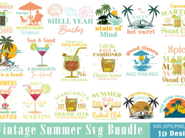 Vintage summer t-shirt bundle vintage summer svg bundle