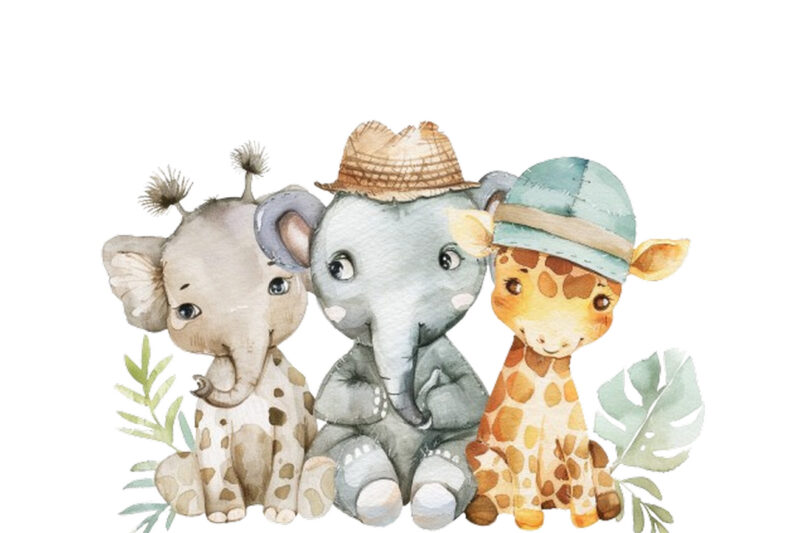 Cute Baby superhero Safari Animal clipart