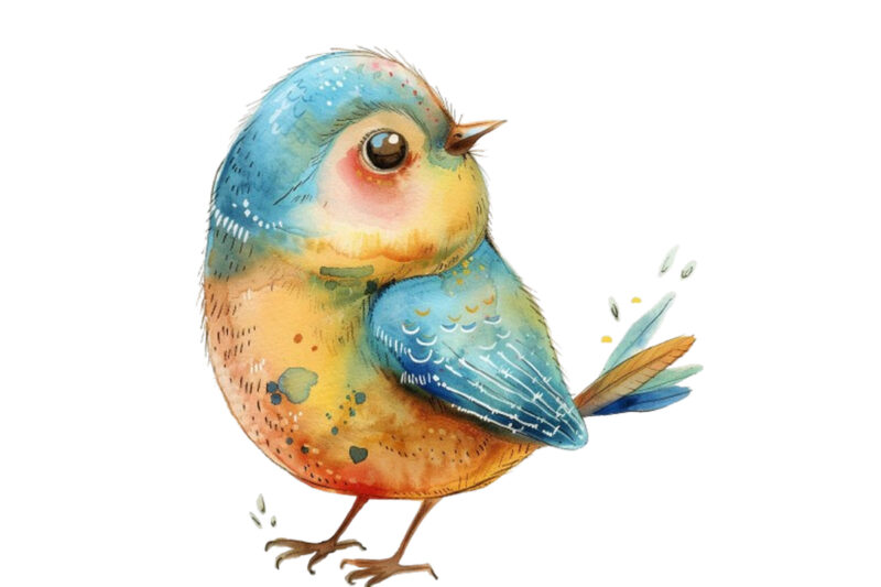 Watercolor Cute cartoon Bird clipart