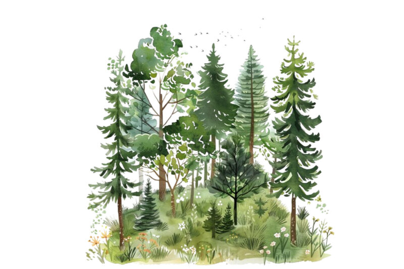 Watercolor Spring Forest clipart