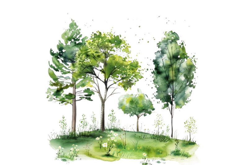 Watercolor Spring Forest clipart