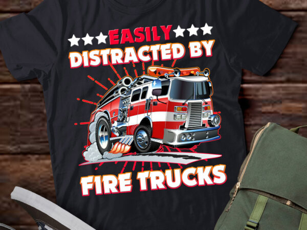 Firefighters easily distracted by fire trucks men boys kids t-shirt ltsp