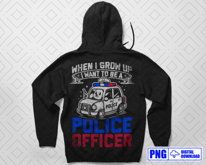 I Want To Be A Police Officer PNG, Future Police Officer, Patriotic Thin Blue Line Kids Png, Fathers Day Png, Clipart Sublimation Designs