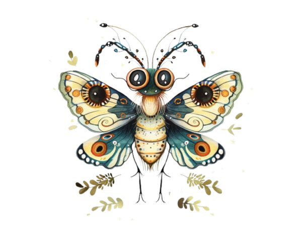 Cute funny cartoon butterfly t shirt vector file