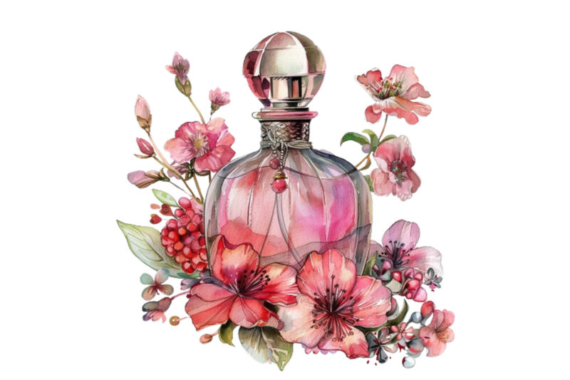 Watercolor Vintage Decorated Perfume