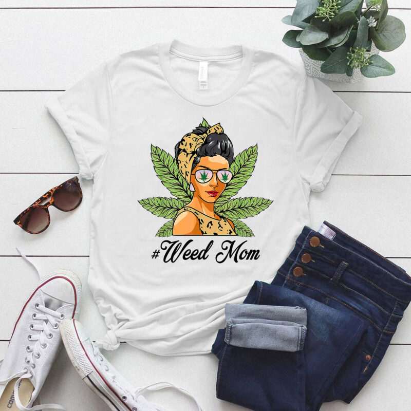 Womens Classy Mom Life with Leopard Mom Marijuana Weed Lover T-Shirt ltsp