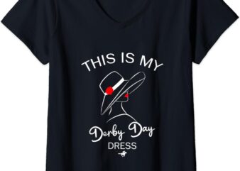 Womens Derby Day 2022, Horse Derby 2022 This Is My Derby Day Dress V-Neck T-Shirt