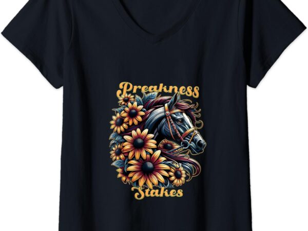 Womens preakness stakes horse racing outfit women’s design v-neck t-shirt