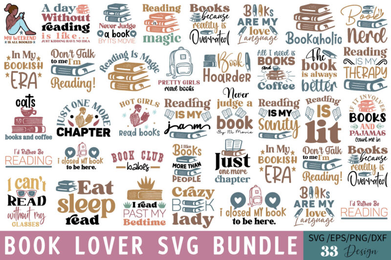 Book Lover T-shirt Bundle Book Lover Svg Bundle