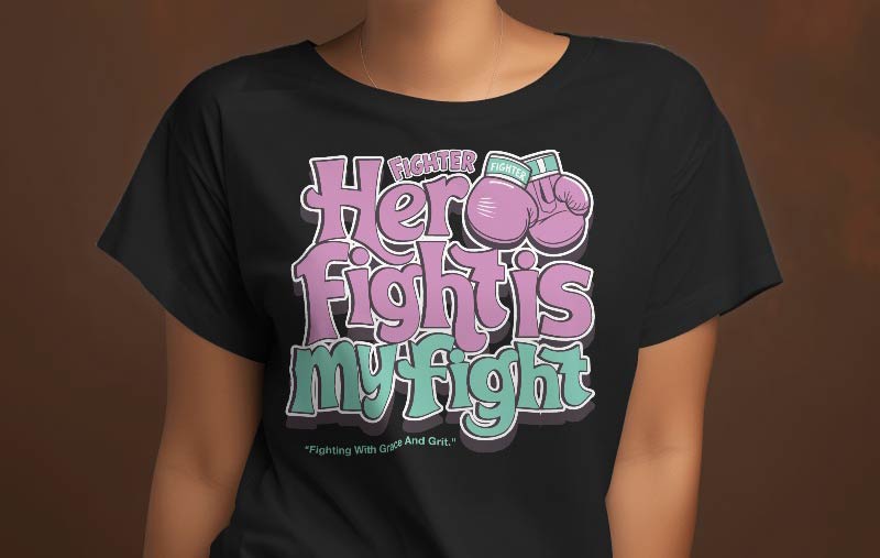 Fight thyroid cancer awareness typography design | typography with boxing gloves | pink teal gloves breast cancer