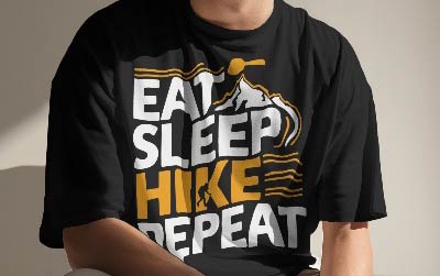 Eat sleep hike repeat – t-shirt, wild, typography, mountain vector – camping and adventure t shirt design for nature lover.