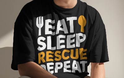 Eat sleep rescue repeat pet lover dog lover vector and graphics t shirt design. eat. sleep. rescue dogs