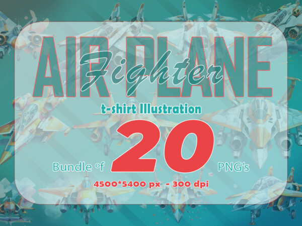 20 fighter plane t-shirt illustration clipart bundle