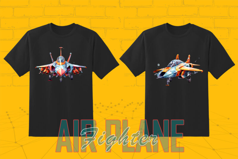 20 Fighter Plane T-shirt Illustration Clipart Bundle