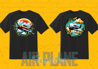 20 Fighter Plane T-shirt Illustration Clipart Bundle crafted for Print on Demand websites.