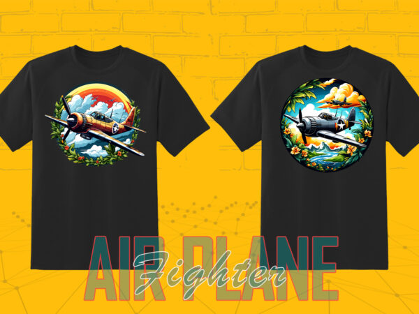 20 fighter plane t-shirt illustration clipart bundle crafted for print on demand websites.