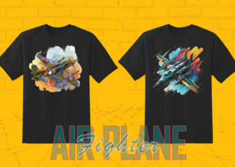 Fighter Plane T-shirt Design Illustration T-shirt 20 Clipart Bundle