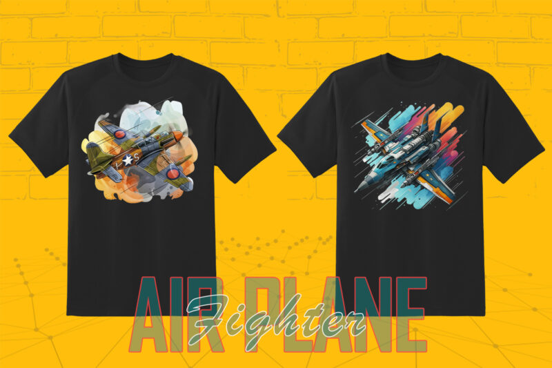 Fighter Plane T-shirt Design Illustration T-shirt 20 Clipart Bundle