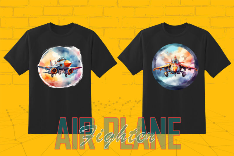 20 Fighter Plane T-shirt Design Illustration T-shirt Clipart Bundle