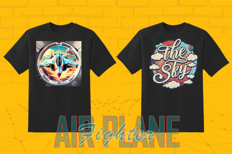 Fighter Plane T-shirt Design Illustration T-shirt 20 Clipart Bundle