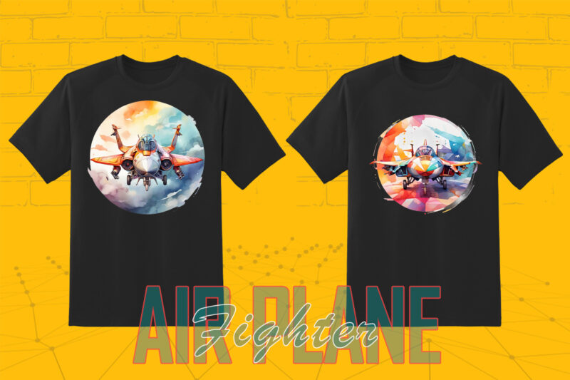 20 Fighter Plane T-shirt Design Illustration T-shirt Clipart Bundle