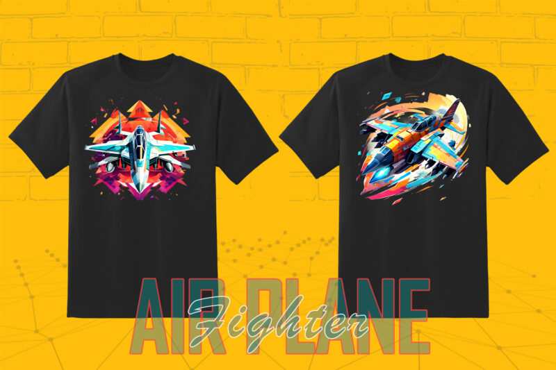 Fighter Plane T-shirt Design Illustration T-shirt 20 Clipart Bundle