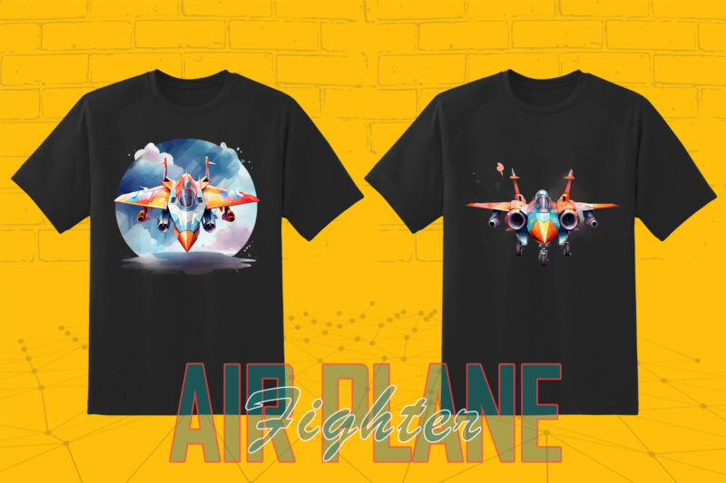 20 Fighter Plane T-shirt Design Illustration T-shirt Clipart Bundle