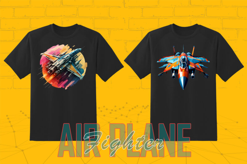 Fighter Plane T-shirt Design Illustration T-shirt 20 Clipart Bundle